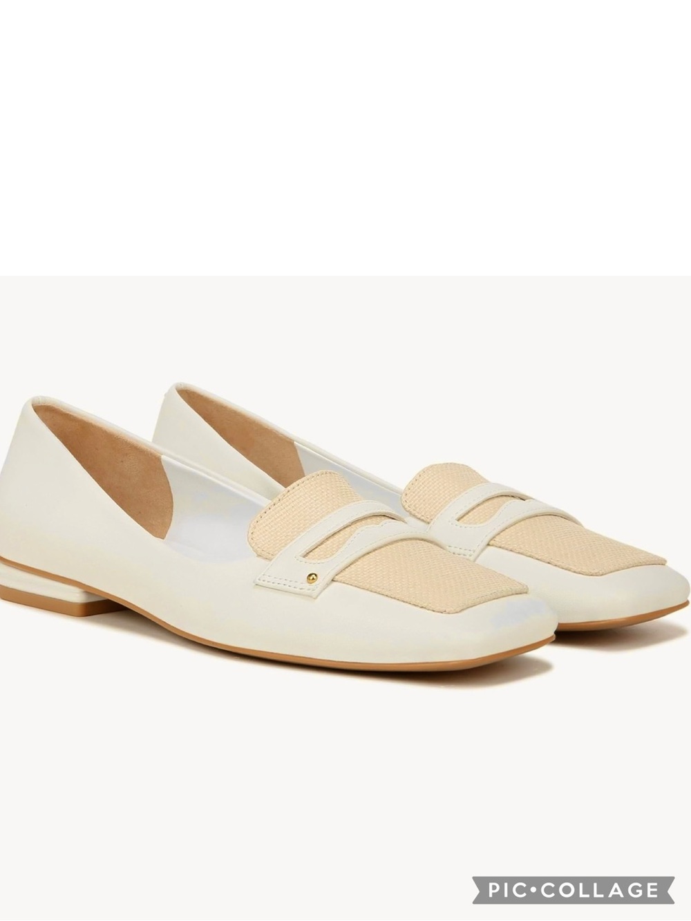 Franco Sarto Tesica White Beige Faux Leather Loafer Flats 10 Quiet Luxury